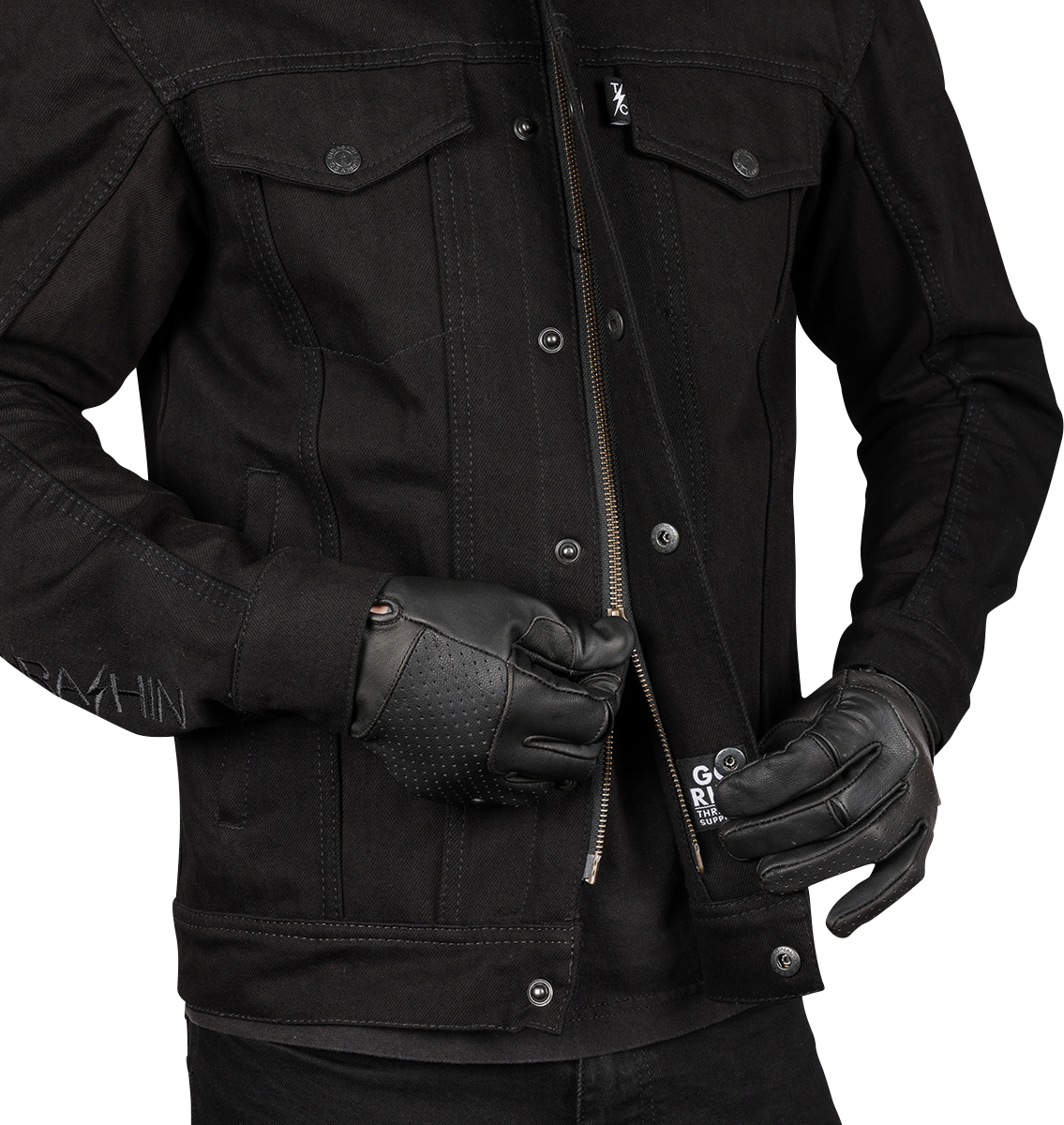 THRASHIN SUPPLY CO. Highway v2 Denim Riding Jacket - Black - Large