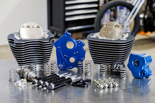 S&S CYCLE 129" Power Package Engine Performance Kit - Chain Drive - Oil Cooled - Highlighted Fins - M8