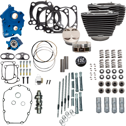 S&S CYCLE 132" Power Package Engine Performance Kit - Chain Drive - Oil Cooled - Highlighted Fins - M8