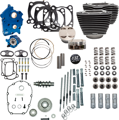 S&S CYCLE 132" Power Package Engine Performance Kit - Gear Drive - Water Cooled - Highlighted Fins - M8