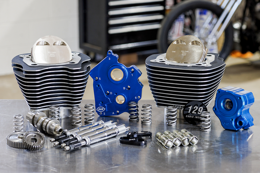 S&S CYCLE 129" Power Package Engine Performance Kit - Gear Drive - Oil Cooled - Highlighted Fins - M8