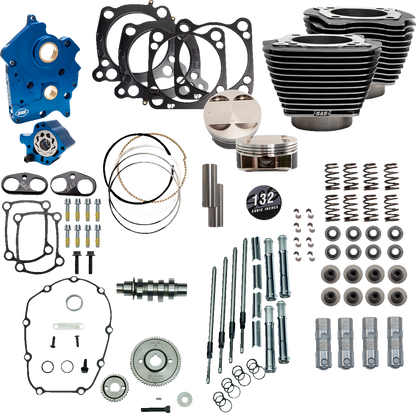S&S CYCLE 132" Power Package Engine Performance Kit - Gear Drive - Water Cooled - Highlighted Fins - M8