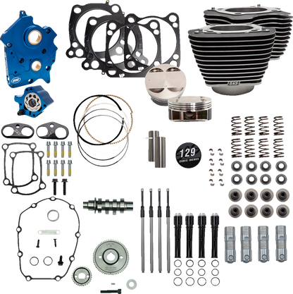 S&S CYCLE 129" Power Package Engine Performance Kit - Gear Drive - Oil Cooled - Highlighted Fins - M8
