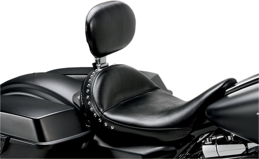 LE PERA Monterey Solo Seat - With Driver Backrest - Smooth - Black - Touring '08-'23