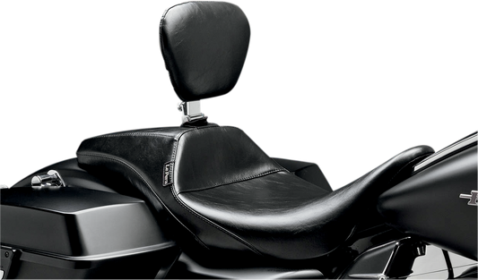 LE PERA Outcast Daddy Long Legs Seat - Full-Length - w/ Backrest - Smooth - Black - Touring '08-'23