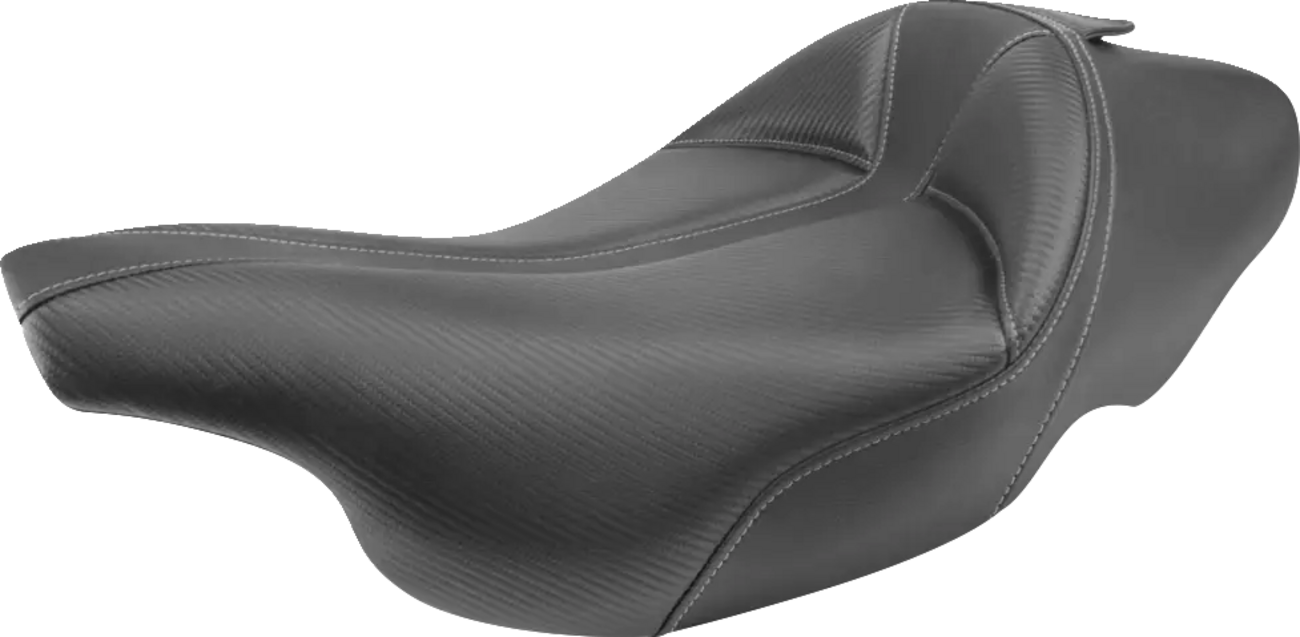 SADDLEMEN Dominator Solo Seat - w/o Backrest - Black Carbon Fiber w/ Gray Stitching - Touring FLHT/FLTR '97-'07