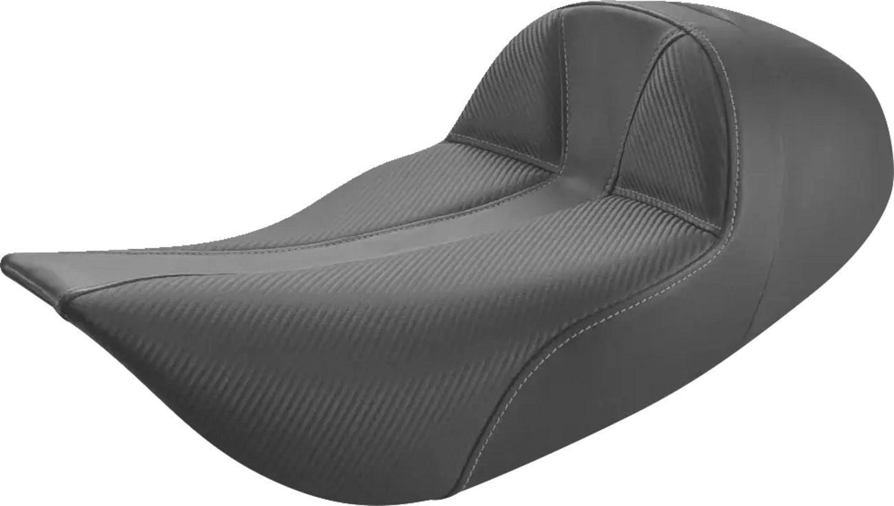 SADDLEMEN Dominator Solo Seat - w/o Backrest - Black Carbon Fiber w/ Gray Stitching - Touring FLHR/FLHX '97-'07