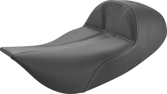 SADDLEMEN Dominator Solo Seat - w/o Backrest - Black Carbon Fiber w/ Gray Stitching - Touring FLHR/FLHX '97-'07