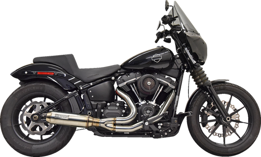 BASSANI XHAUST 2-into-1 Super Bike Exhaust System with 4" Muffler - Stainless Steel - 2018-2023 SOFTAIL MODELS