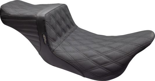 LE PERA Tailwhip Seat - Double Diamond w/ Grip Tape - Black - Touring '08-'23