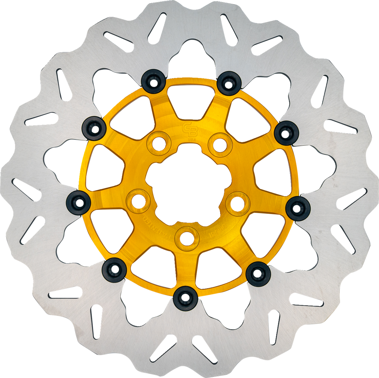 GBRAKES Wave® Two Piece (Floating) Brake Rotor - Rear - Gold - 300 mm / 11-13/16"