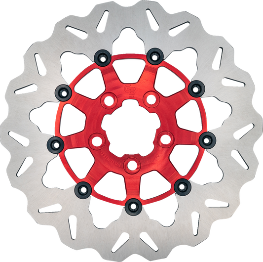 GBRAKES Wave® Two Piece (Floating) Brake Rotor - Rear - Red - 300 mm / 11-13/16"