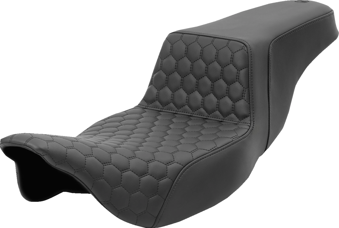 SADDLEMEN Step-Up Seat - Honeycomb - Extended Reach - Black Stitch - Touring '08-'24