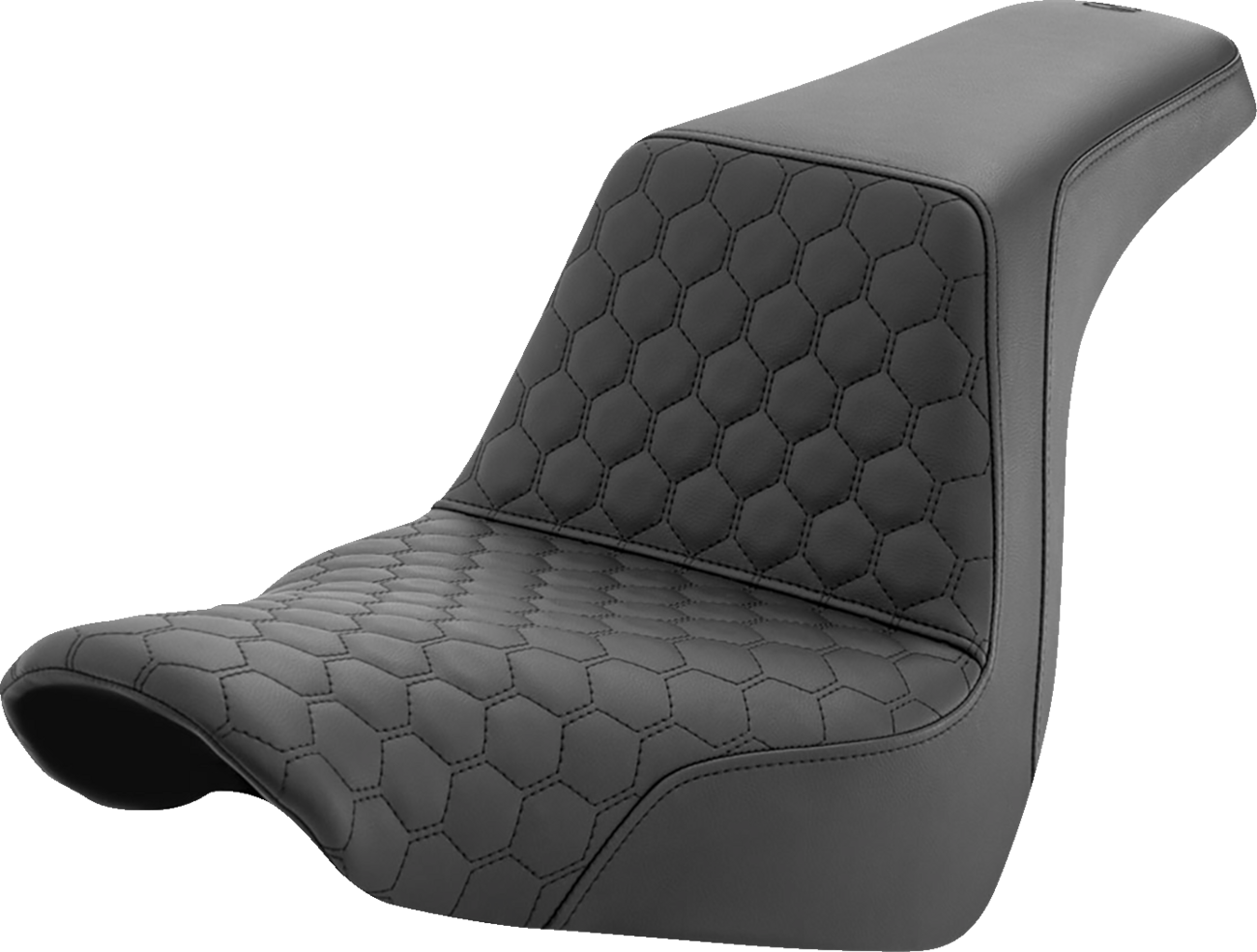 SADDLEMEN Step-Up Seat - Front Honeycomb - Black Stitching - Black - Softail '18-'24