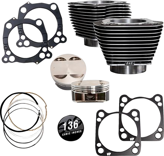 S&S CYCLE 136 " Big Bore Cylinder Kit -Black Granite/ Highlighted Fins - M8