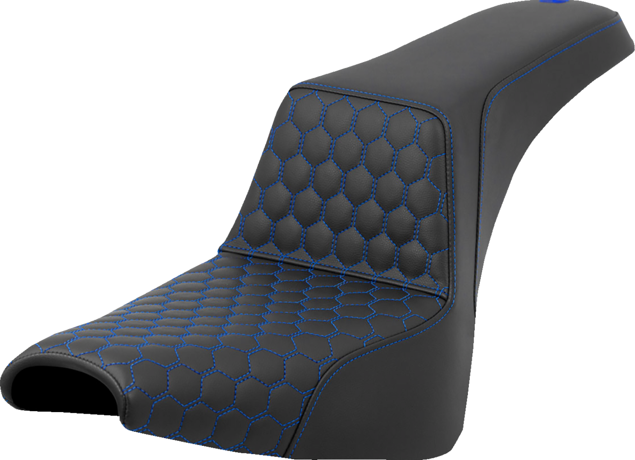 SADDLEMEN Step-Up Seat - Front Honeycomb - Blue Stitching - Black - Softail '18-'24