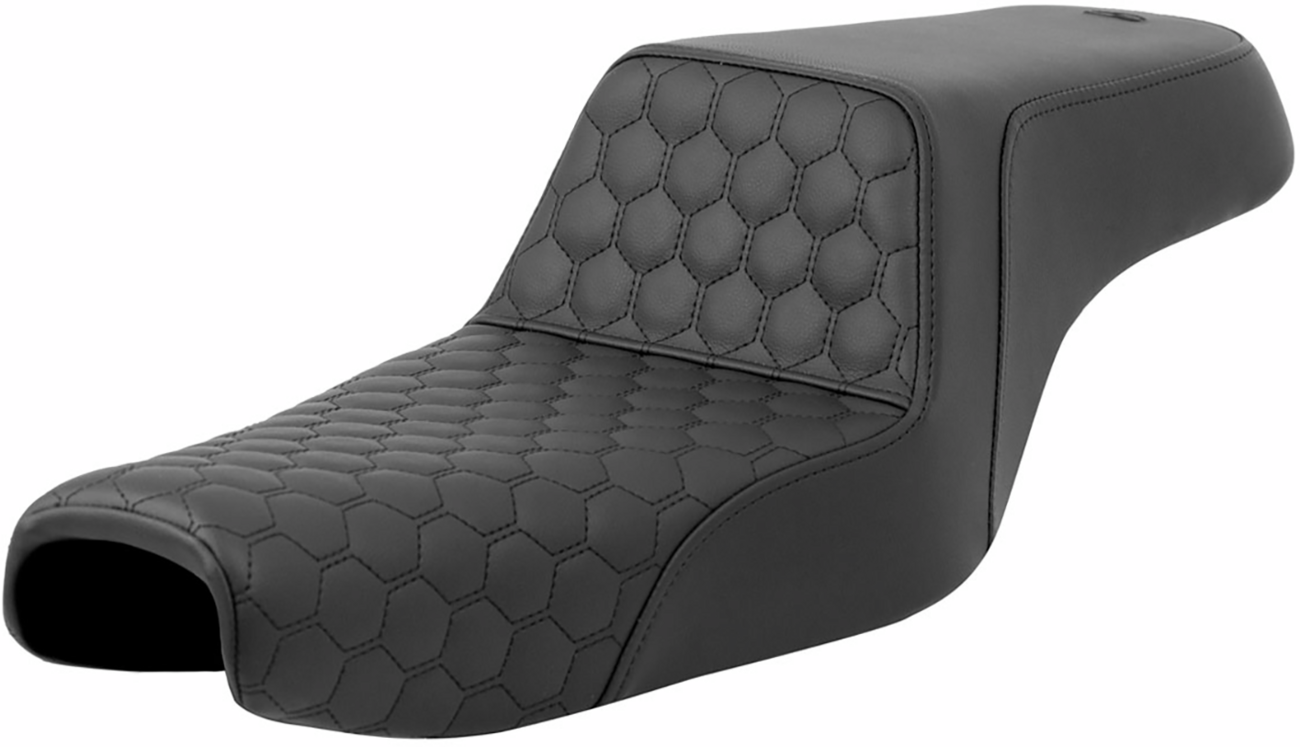 SADDLEMEN Step-Up Seat - Honeycomb - Black Stitching - 3.3 Gal Tank - Sportster '04-'22
