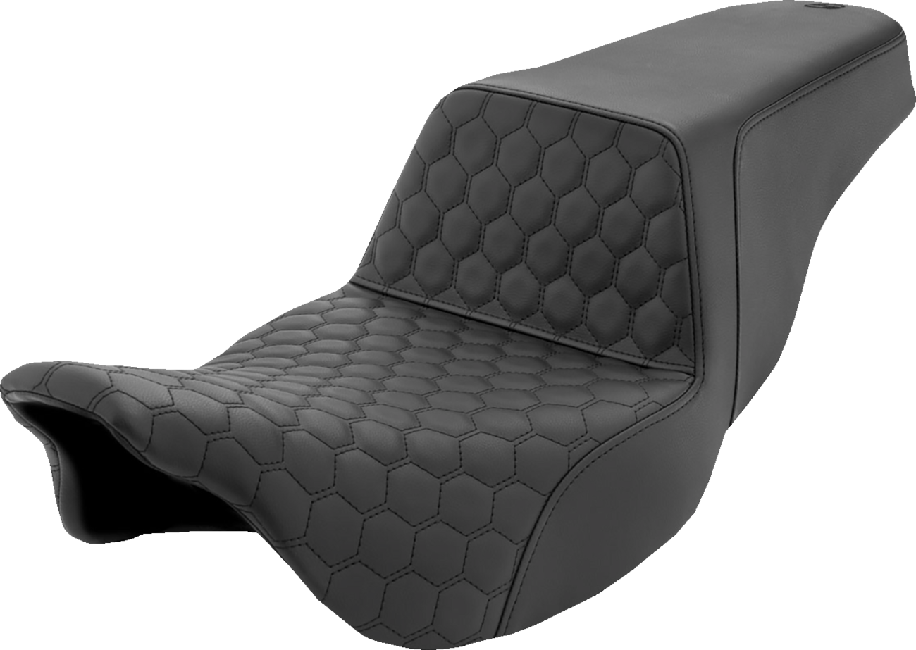 SADDLEMEN Step-Up Seat - Honeycomb - Black Stitching - Touring '08-'24