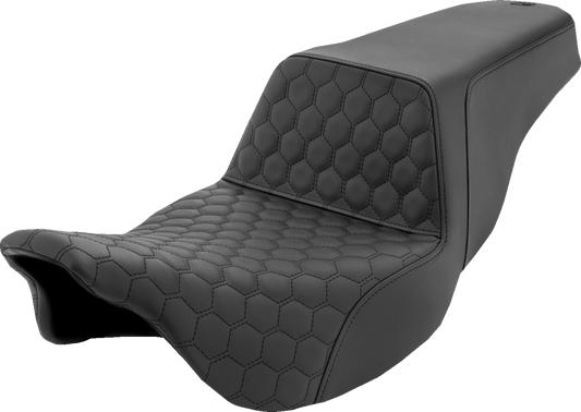 SADDLEMEN Step-Up Seat - Honeycomb - Black Stitching - Touring '08-'24