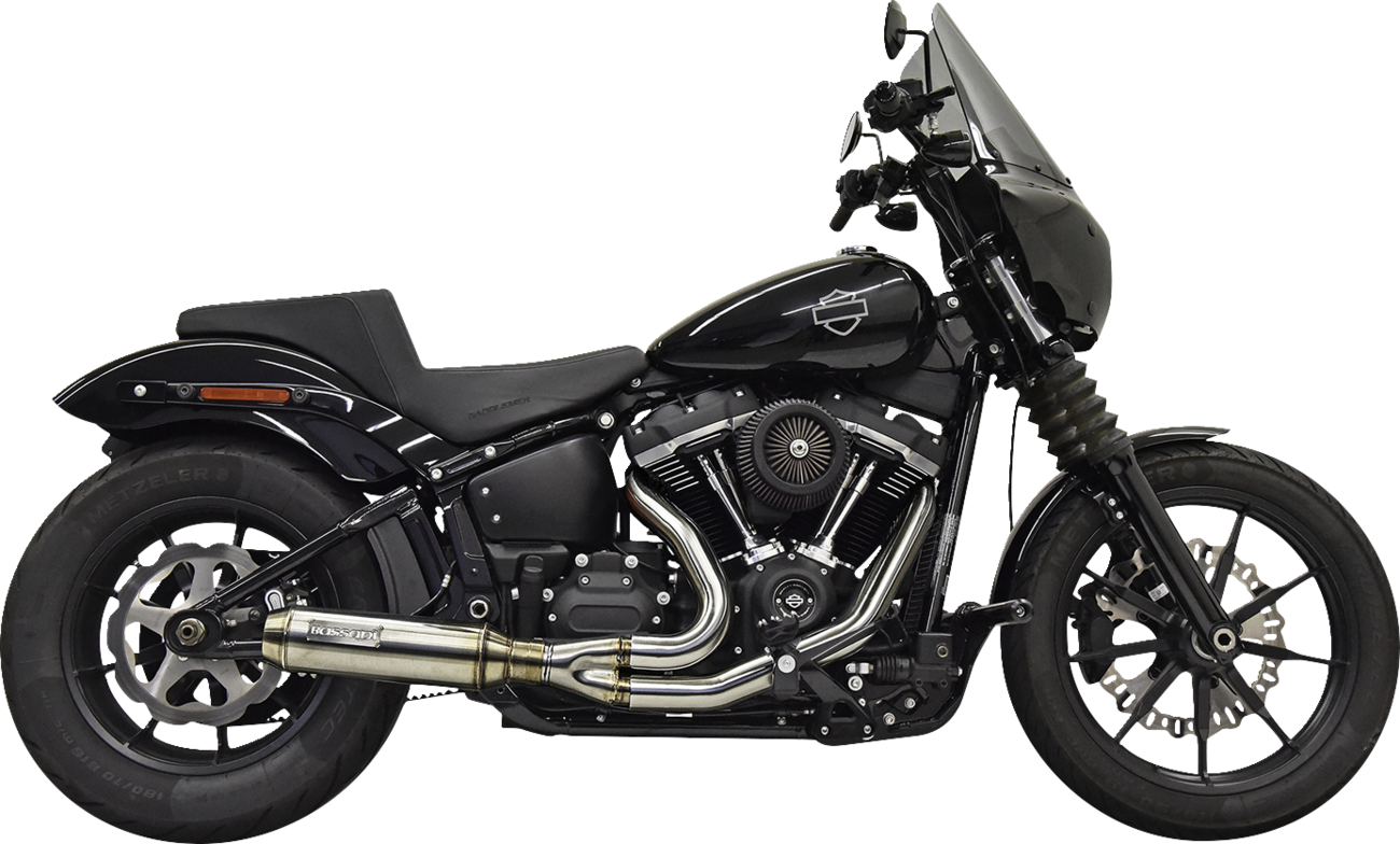 BASSANI XHAUST 2-into-1 Exhaust System with Superbike Muffler - Stainless Steel -'18-'24 SOFTAIL