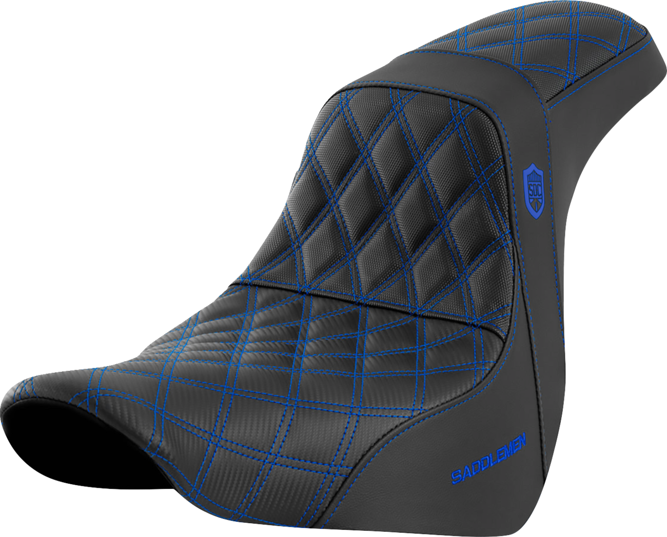 SADDLEMEN Pro Series SDC Performance Seat - w/o Backrest - Blue Stitch - Softail '18-'20