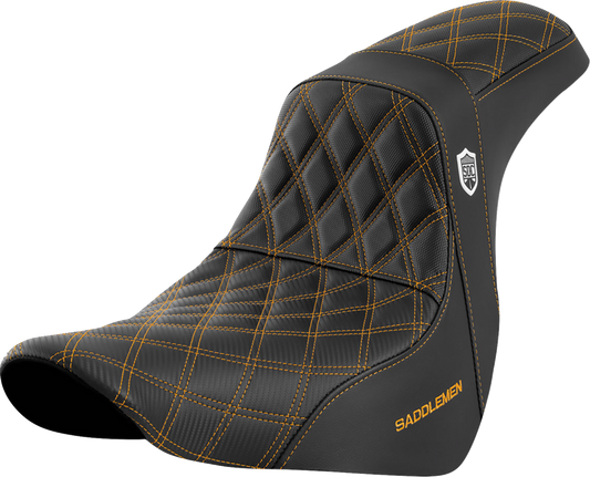 SADDLEMEN Pro Series SDC Performance Seat - w/o Backrest - Gold Stitch - Softail '18-'20