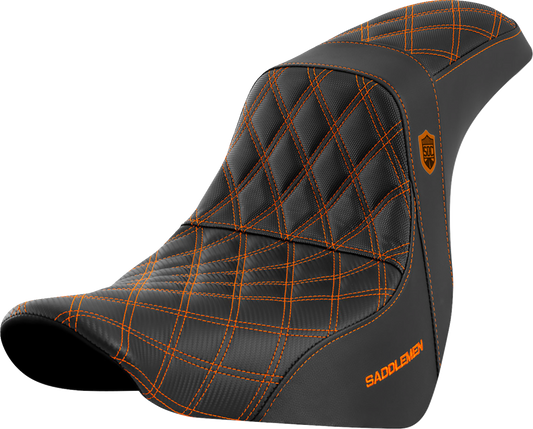 SADDLEMEN Pro Series SDC Performance Seat - w/o Backrest - Orange Stitch - Softail '18-'20