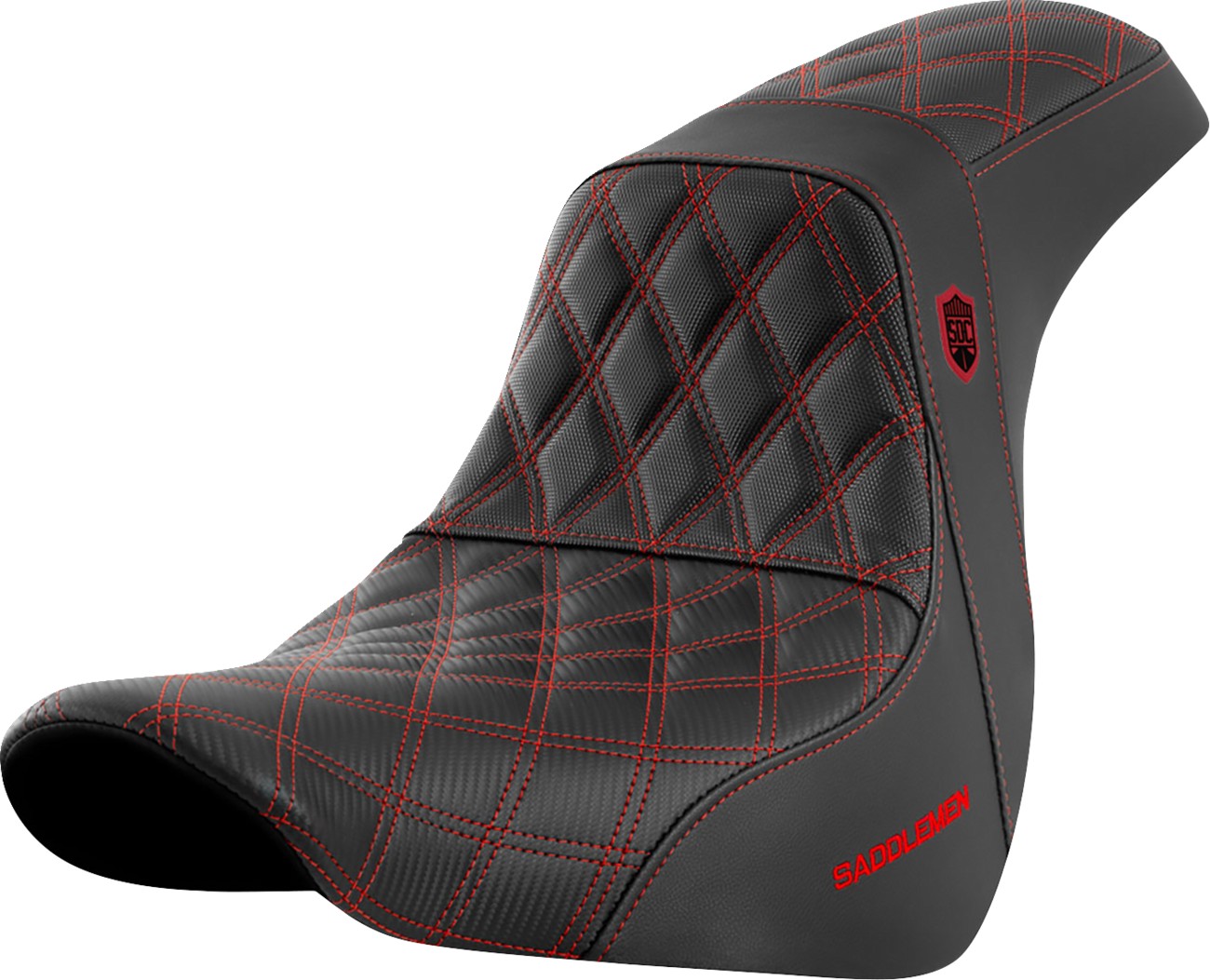SADDLEMEN Pro Series SDC Performance Seat - w/o Backrest - Red Stitch - Softail '18-'20