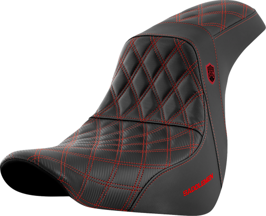 SADDLEMEN Pro Series SDC Performance Seat - w/o Backrest - Red Stitch - Softail '18-'20