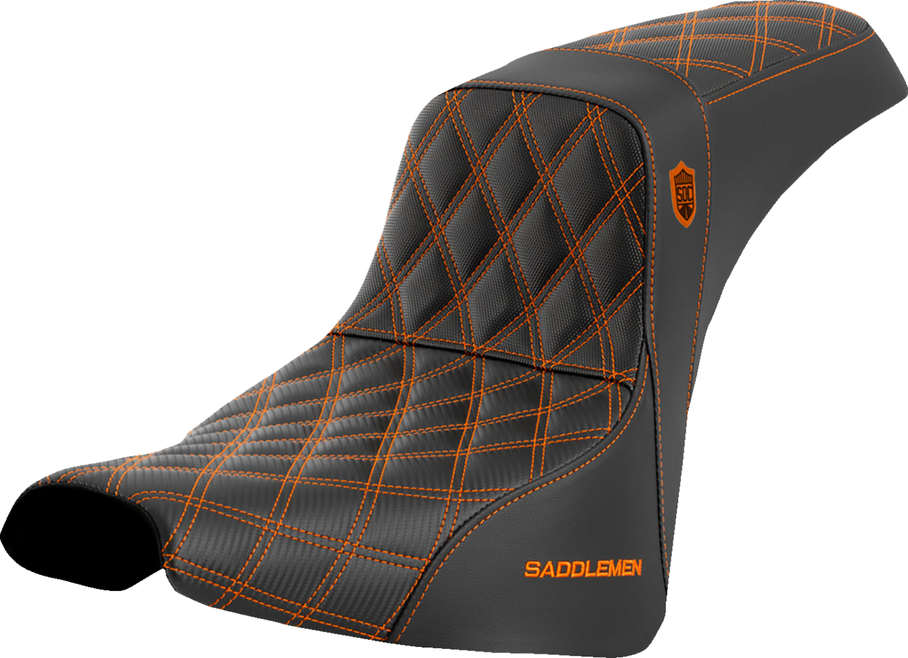 SADDLEMEN Pro Series SDC Performance Seat - without Backrest - Orange Stitch - Softail '18-'23