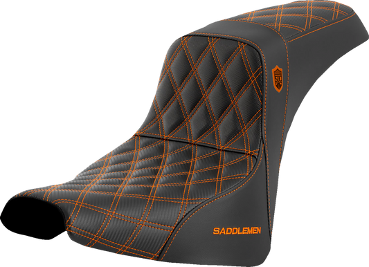 SADDLEMEN Pro Series SDC Performance Seat - without Backrest - Orange Stitch - Softail '18-'23