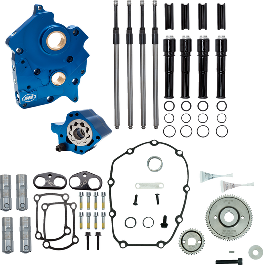 S&S CYCLE Cam Chest Kit without Cams - Gear Drive - Oil Cooled - Black Pushrods - M8
