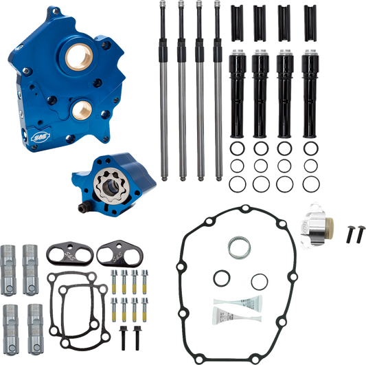 S&S CYCLE Cam Chest Kit without Cams - Chain Drive - Oil Cooled - Black Pushrods - M8