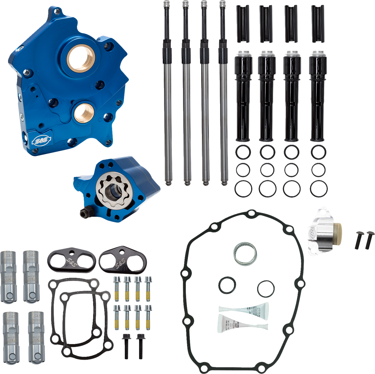 S&S CYCLE Cam Chest Kit without Cams - Chain Drive - Oil Cooled - Black Pushrods - M8