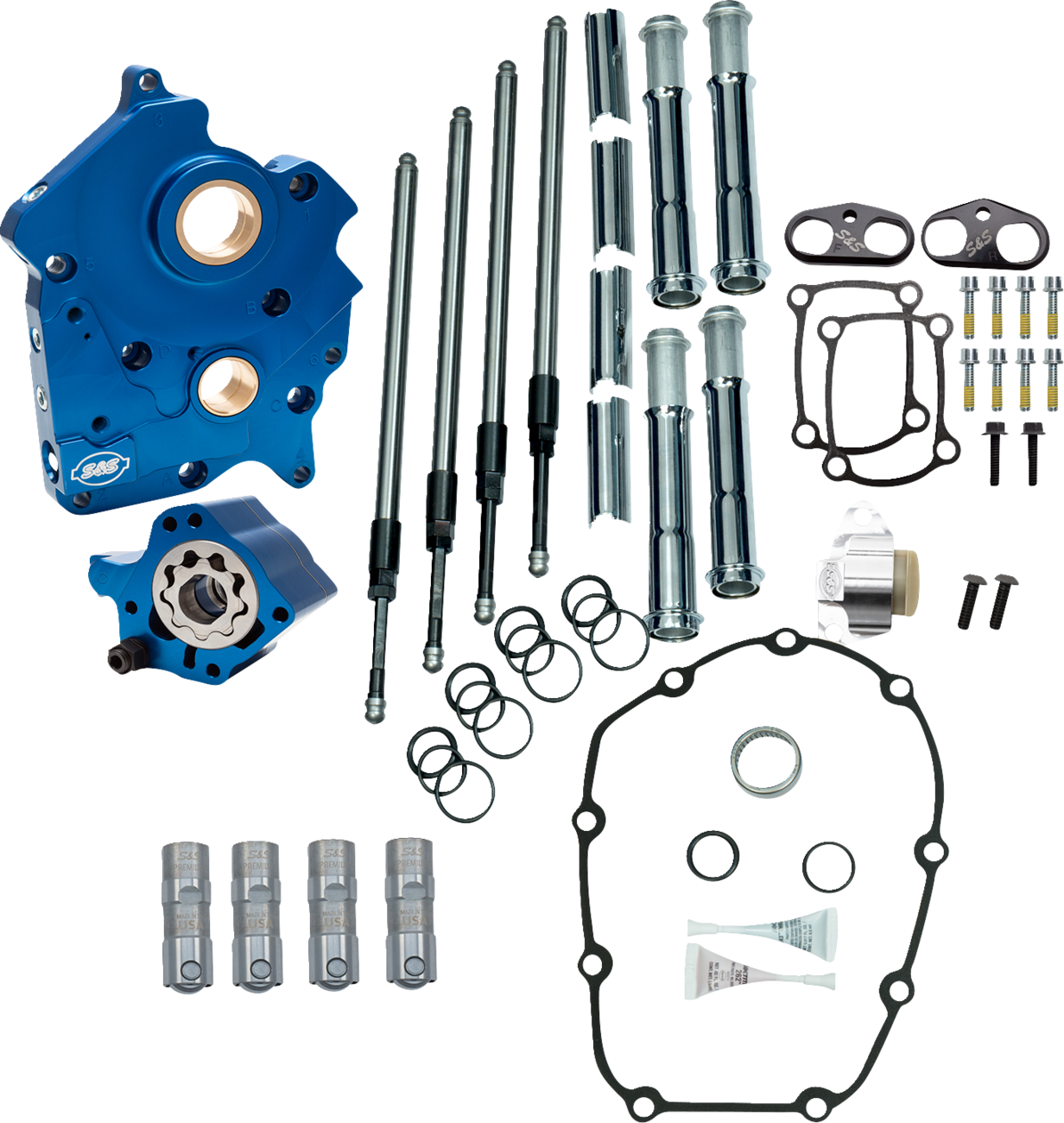 S&S CYCLE Cam Chest Kit without Cams - Chain Drive - Oil Cooled - Chrome Pushrods - M8