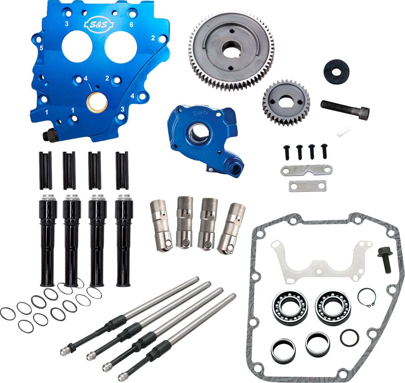 S&S CYCLE Cam Chest Kit without Cams - Gear Drive - Oil Cooled - Black Pushrods - Twin Cam