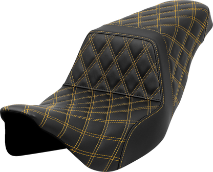 SADDLEMEN Step-Up Seat - Lattice Stitch - Gold Stitch - Touring '08-'24