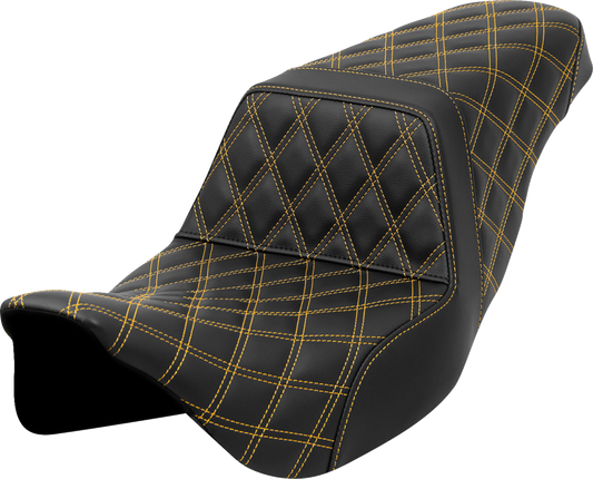 SADDLEMEN Step-Up Seat - Lattice Stitch - Gold Stitch - Touring '08-'24