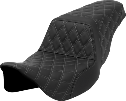 SADDLEMEN Step-Up Seat - Lattice Stitch - Gray Stitch - Touring '08-'24