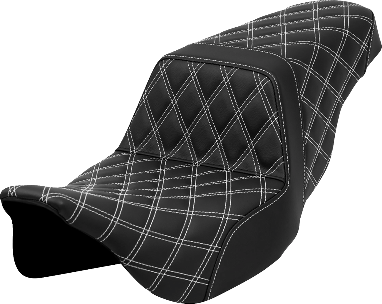 SADDLEMEN Step-Up Seat - Lattice Stitch - White Stitch - Touring '08-'24