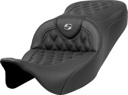 SADDLEMEN Roadsofa™ Seat - Lattice Stitch - Dark Gray Stitch - without Backrest - Touring '08-'24