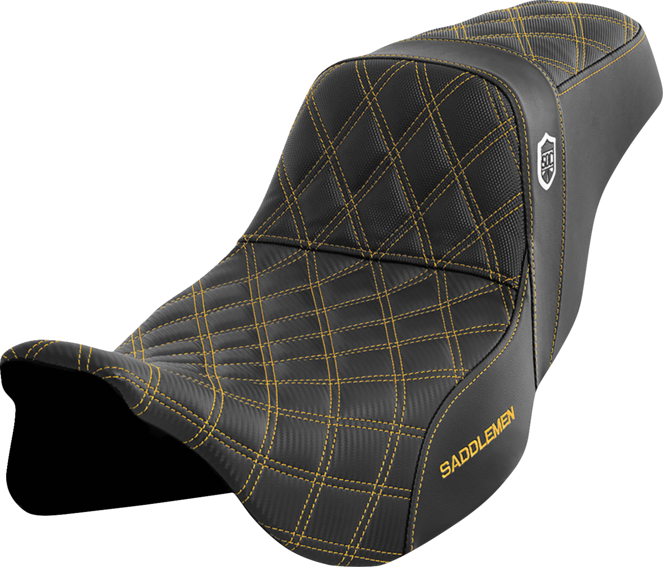 SADDLEMEN Pro Series SDC Performance Seat - w/o Backrest - Gold Stitch - Touring '08-'24