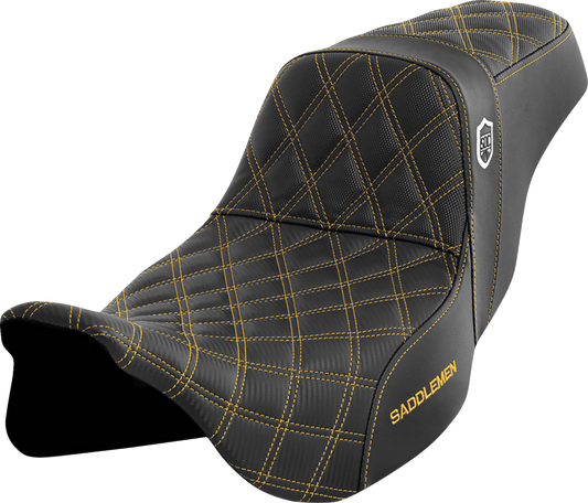 SADDLEMEN Pro Series SDC Performance Seat - w/o Backrest - Gold Stitch - Touring '08-'24