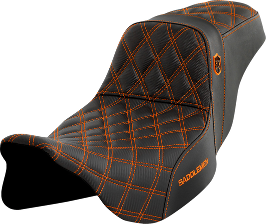 SADDLEMEN Pro Series SDC Performance Seat - w/o Backrest - Orange Stitch - Touring '08-'24