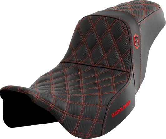SADDLEMEN Pro Series SDC Performance Seat - w/o Backrest - Red Stitch - Touring '08-'24
