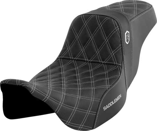 SADDLEMEN Pro Series SDC Performance Seat - w/o Backrest - Silver Stitch - Touring '08-'24