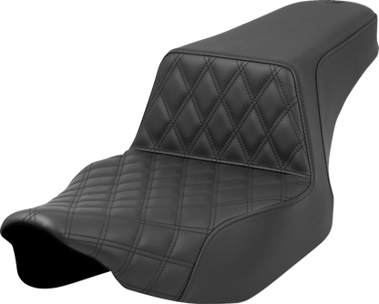 SADDLEMEN Step-Up Seat - Front Lattice Stitch - Black - Touring '23.5-'25