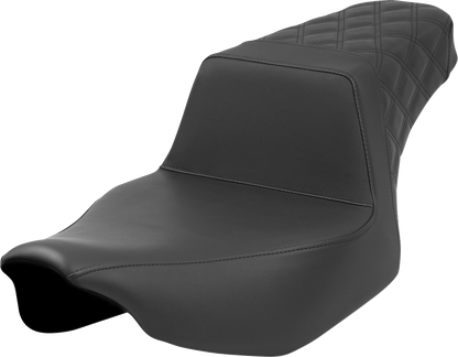 SADDLEMEN Step-Up Seat - Rear Lattice Stitch - Black - Touring '23.5-'25