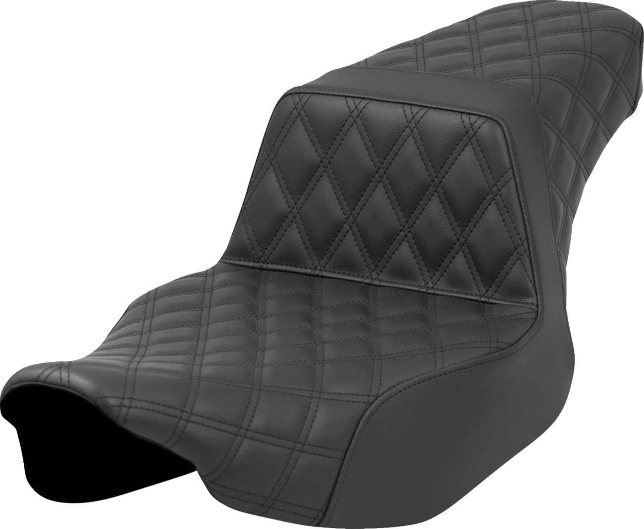 SADDLEMEN Step-Up Seat - Front/Rear Lattice Stitch - Black - Touring '23.5-'25