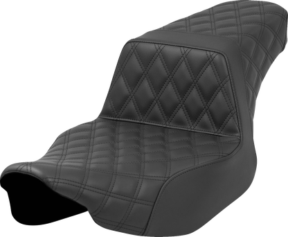 SADDLEMEN Step-Up Seat - Front/Rear Lattice Stitch - Black - Touring '23.5-'25